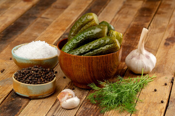 Pickled cucumber on white background
