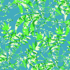 Tropical palm leaves, vector seamless pattern. 