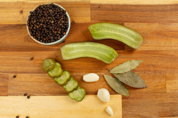 Pickled cucumber on white background