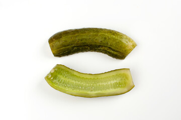 Pickled cucumber on white background