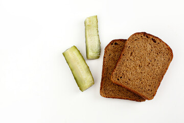 Pickled cucumber on white background