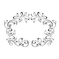 frame 89. decorative frame with stylized leaves and vignettes in black lines on a white background