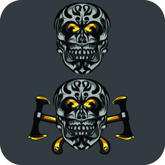 pirate skull with a sword