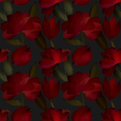 Pattern with tulips. Designed for textile fabrics, wrapping paper, wallpaper, prints and backgroungs.