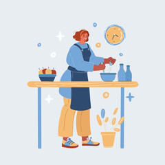 Vector illustration of Woman cooking at kitchen