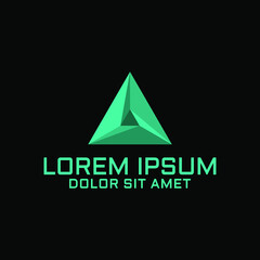 Abstract triangle prism pyramid logo template in flat design illustration. low poly