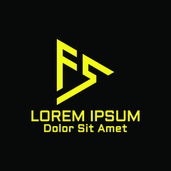 Yellow initial letter FS triangle prism logo template in flat design monogram illustration
