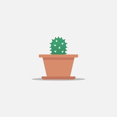 Flat design cactus vector illustration, isolated on white background