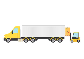 Delivery vehicles. box cartoon vector. Forklift cartoon vector. Forklift on white background.