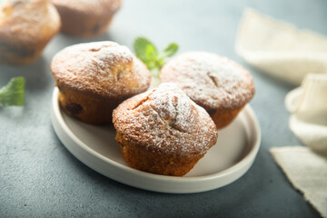 Traditional homemade muffins with berries