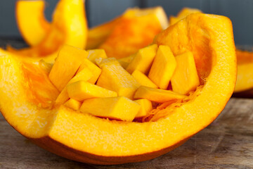Sliced orange pumpkin