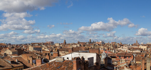 Panoramic view over the rooftops of Toulouse, France