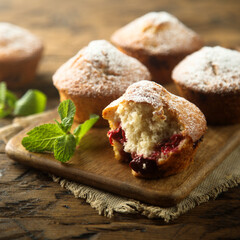 Traditional homemade muffins with berries
