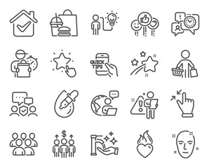 Fototapeta na wymiar People icons set. Included icon as Touchscreen gesture, Buyer, Health skin signs. Vector