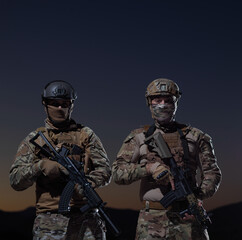 soldiers squad in night mission