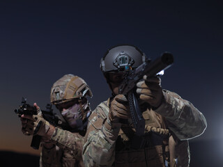 soldiers squad in night mission