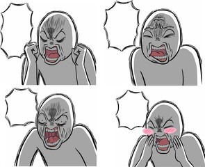 Angry emotional white character manga style