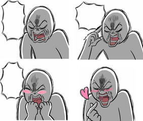 Angry emotional white character manga style