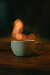 Cup of coffee and fire