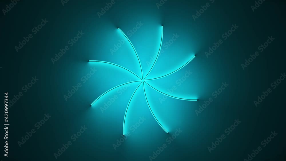 Poster circle with inner blue light split to parts and glow with abstract motion. seamless loop animation. 
