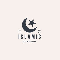 Islamic modern logo with moon and star symbolize religion is islam