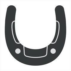 Vector graphics in flat style isolated on white background. Horse horseshoe minimalistic icon symbol of good luck and happiness, guardian from the evil eye illustration hand-drawn.