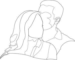 couple of lovers embraced