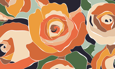 Artistic seamless pattern with abstract flowers. Creative collage contemporary. Modern design for paper, cover, fabric, interior decor and other users. Flower rose. Vector illustration