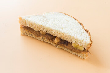 Peanut butter with bread raspberry marmalade