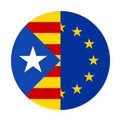 round icon with catalan and european union flags