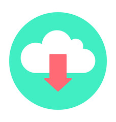 Cloud Download Colored Vector Icon
