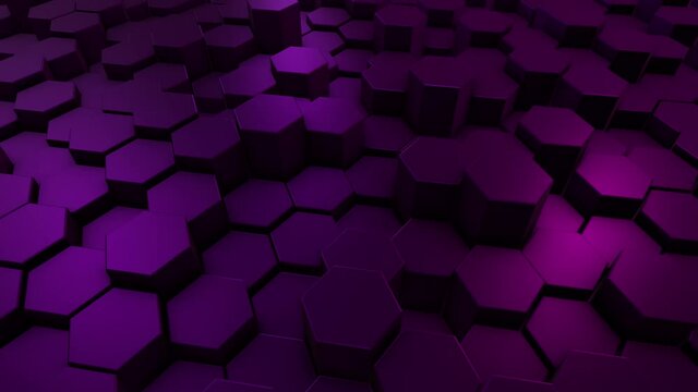Abstract hexagon geometric, dark wave hexagonal background 3D pattern digital motion graphics. 4K