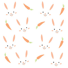Rabbit and carrot pattern vector