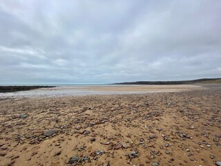 View of Freshwater West beach on the Pembrokeshire coast in Wales