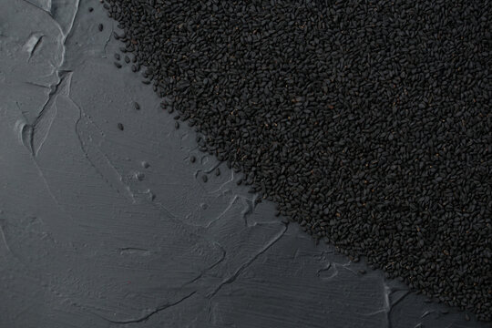Black cumin seeds close up in studio