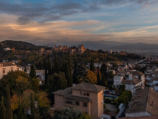 Obraz premium panorama sunset at Alhambra, Granada, Spain