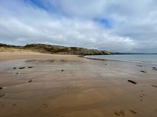 View of Barafundle beach on the Pembrokeshire coast path in wales