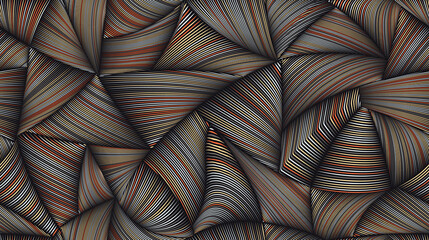 Vector seamless warped lines background. Flexible stripes twisted as silk forming volumetric folds. Colorful stripes with variable width. Modern abstract creative backdrop