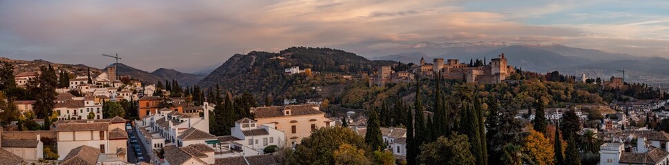 Fototapeta na wymiar panorama sunset at Alhambra, Granada, Spain