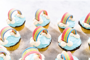 Unicorn rainbow chocolate cupcake