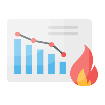 Burn Down Chart Concept, Agile Methodologies Vector Color Icon Design, Software And Web Development Symbol On White Background, Computer Programming And Coding Stock Illustration