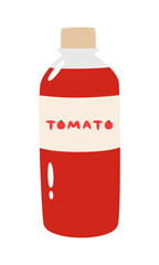 トマトジュースのイラスト。新鮮な野菜のトマトが100パーセント入った健康的なドリンク。
