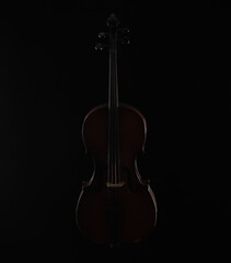 silhouette violin isolated on black background