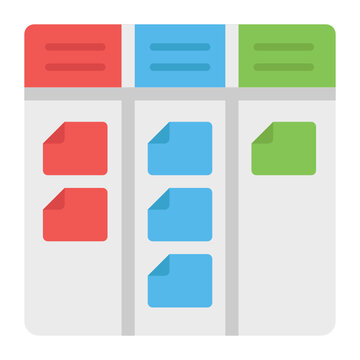 Kanban Board Concept, Task Management Vector Color Icon Design, Software and web development symbol on white background, Computer Programming and Coding stock illustration