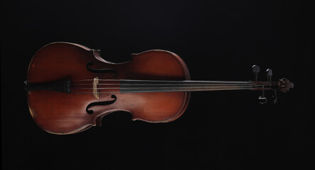 cello isolated on black background