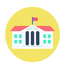 School Building Colored Vector Icon