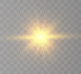 Bright light effect with rays and highlights for vector illustration.