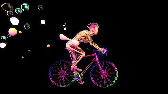 Abstract art of a X-ray cyclist riding