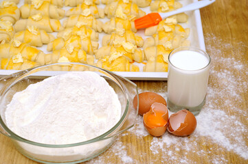 Cheese rolls baking in the kitchen