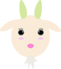 Cute baby goat face animal cartoon character vector logo